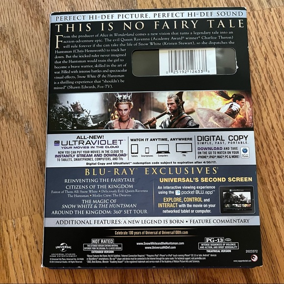 EUC Snow White & The Huntsman Blu-Ray + DVD + Digital Copy - Picture 4 of 9